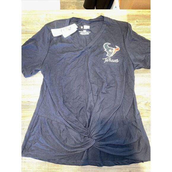 Houston Texans NFL / Team Logo Apparel Blue SS V-Neck Knot T-Shirt. Medium. O - Picture 1 of 5